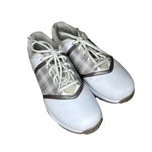 NIKE AIR Men’s 7 Golf Shoes Saddle Oxford Gray White Plaid Spikeless Leather
